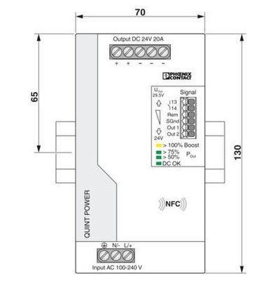 Unidad de suministro de energía QUINT4-PS/1AC/24DC/20 para sistemas de corriente continua de 24 V en entornos industriales