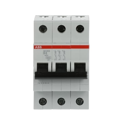 MCB SH203-B6 Interruptor de circuito en miniatura Frecuencia nominal Hz 50 Número de polo 3 6 A