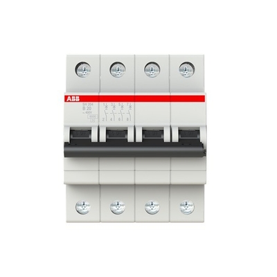 MCB SH204-B20 Interruptor de circuito en miniatura 4P B 20 A BCD Curva B Capacidad de ruptura