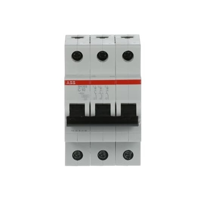 MCB SH203-C10 Interruptor de circuito en miniatura Número de polo 3 Frecuencia nominal Hz 50 C 10 A