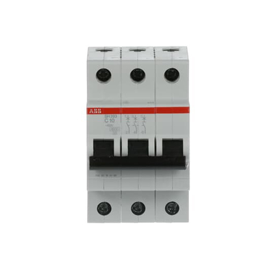 MCB SH203-C10 Interruptor de circuito en miniatura Número de polo 3 Frecuencia nominal Hz 50 C 10 A