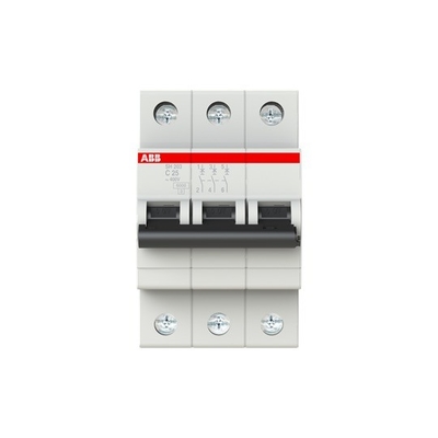 220V MCB SH203-C25 Interruptor de circuito en miniatura 3P C 25A Tensión nominal 220V BCD Curva C
