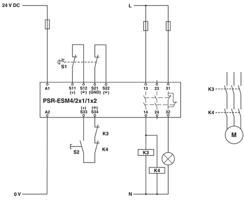 PSR-SCP-24UC/ESM4/3X1/1X2/B Relé de seguridad para el apagado de seguridad y la protección del acoplamiento