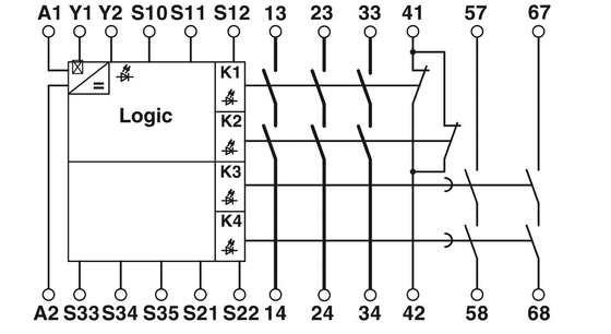 PSR-SCP-24DC/ESD/5X1/1X2/300 Releos de seguridad de contacto con Fénix Proteger el relé de acoplamiento de características