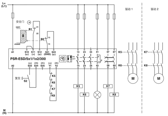 PSR-SCP-24DC/ESD/5X1/1X2/300 Releos de seguridad de contacto con Fénix Proteger el relé de acoplamiento de características