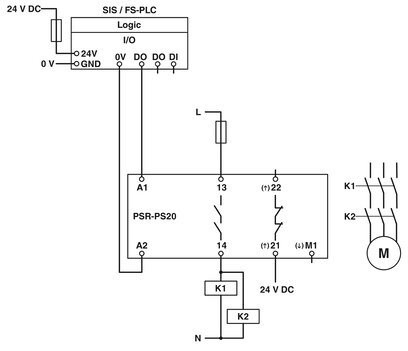2700356 Relay de seguridad de contacto Phoenix -PSR-PS20-1NO-1NC-24DC-SC para el apagado de voltaje