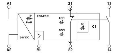Relay de acoplamiento- PSR-PS21-1NO-1NC-24DC-SC por contacto con Phoenix- Protección incluida