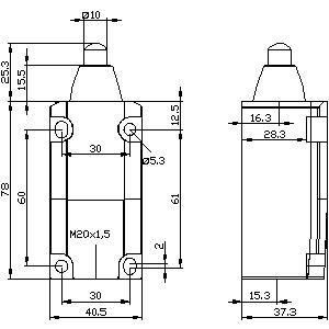 Interruptor de posición de metal industrial 3SE5112-0CC02 con pistón redondeado y acero de grado