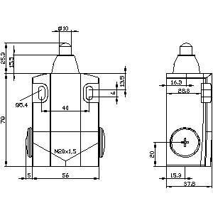 3SE5122-0CC02 Interruptor de posición ancha con inyector redondeado para un rendimiento duradero