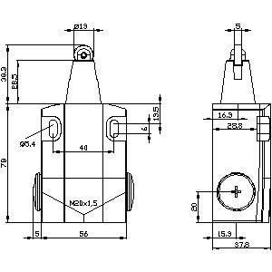 Interruptor de posición de metal industrial 3SE51220CD02 con chorro de rodillo ancho para automatización