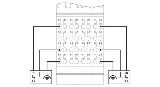 Nivel de protección IP20 IB IL AO 4/8/U/BP-PAC Módulo digital de contacto Phoenix para el control