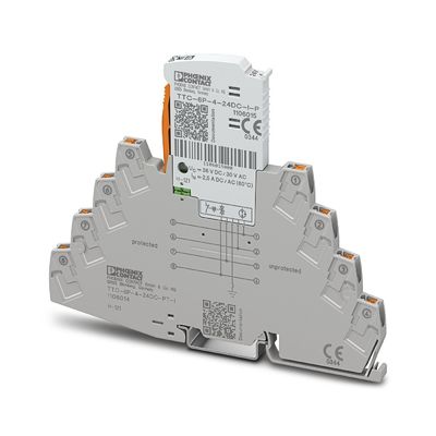 Protector contra sobretensiones de contacto Phoenix de 24 V TTC-6P-4-24DC-PT-I con corriente de descarga nominal de 2,5
