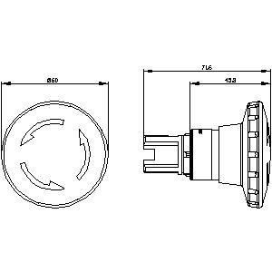 Pulsador de hongo de plástico de 60 mm SIRIUS ACT para parada de emergencia 3SU1000-1JB20-0AA0