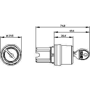 SIRIUS ACT 3SU1000-4BC01-0AA0 Conmutador de llave 2 posiciones Momentario de plástico hecho por RONIS