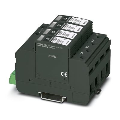 Protector contra sobretensiones de 4 polos de 240/415 V AC para VAL-MS-EE-T2-4 0-385-UD-FM Contacto con Phoenix