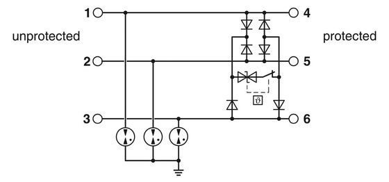 2.5 Corriente nominal de descarga de 24 V de corriente continua TTC-6P-3-24DC-PT-I Protector contra sobretensiones Contacto con Phoenix