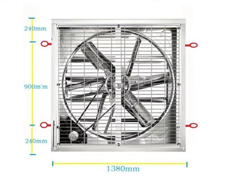 Ventilador de escape de suspensión del motor de 1400 RPM OEM personalizado con marco de hoja galvanizado