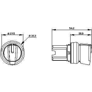 3SU1002-2BL10-0AA0 SIRIUS ACT Selector Switch Negro de plástico de manija corta 3 posiciones