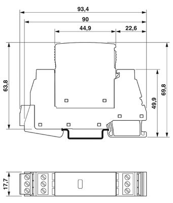 2 Polos de tensión nominal de 250 V CA 125 V CC 200 mA DC 1249060 PLT-EE-T3-230AC-R Dispositivos de protección contra sobretensiones de tipo 3