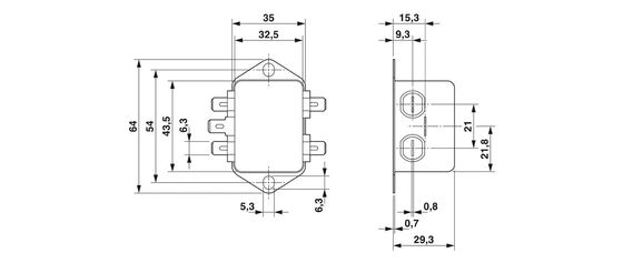 1334398 FIL-WM-1S-1N-10A-250V AC 50/60 Hz Filtro EMC para supresión de ruido eléctrico