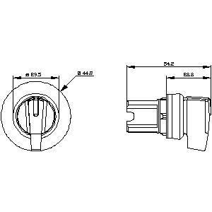 3SU1052-2CM60-0AA0 Metal Brillante mango largo de 3 posiciones Blanco SIRIUS ACT Selector Switch
