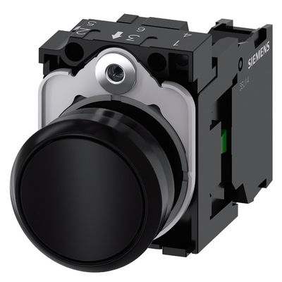 Botón plano de plástico negro 3SU1100-0AB10-1BA0 Botón de terminal de tornillo momentáneo