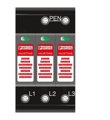 4 Polo 2800189 VAL-MS-T1/T2 335/12.5/3 0 Clase 1/2 Protector contra rayos y sobretensiones para 380 V