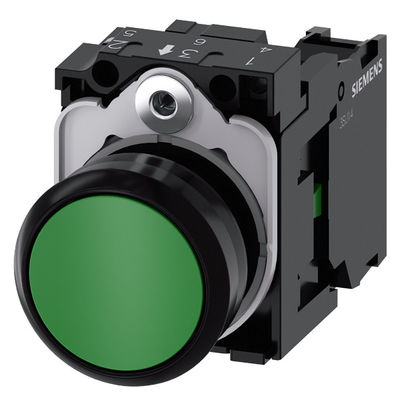 3SU1100-0AB40-1BA0 Botón plano de plástico verde Pulsador momentáneo con terminal de tornillo