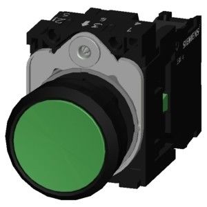 3SU1100-0AB40-1BA0 Botón plano de plástico verde Pulsador momentáneo con terminal de tornillo