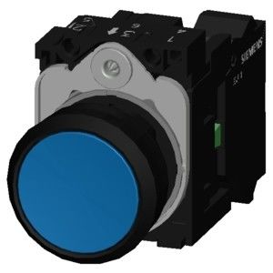 Botón plano de plástico azul 3SU1100-0AB50-3BA0 Botón de empuje de acción SIRIUS con carga de resorte momentánea