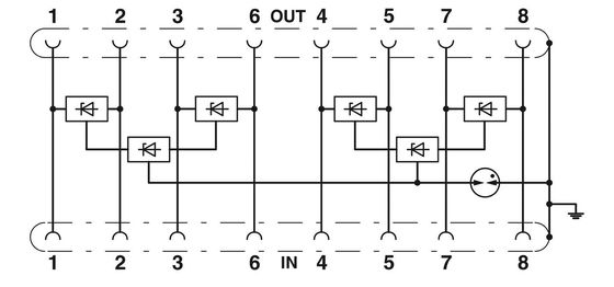 Protección duradera 2800723 Protector de sobretensiones D-LAN-CAT.5-FP de 4 polos de 24 V de voltaje nominal de corriente continua