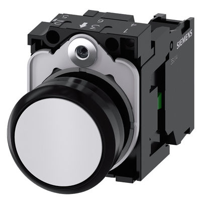 Unidad completa Pushbutton 3SU1100-0AB60-1BA0 No iluminado Botón plano terminal de tornillo blanco