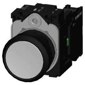 Unidad completa Pushbutton 3SU1100-0AB60-1BA0 No iluminado Botón plano terminal de tornillo blanco