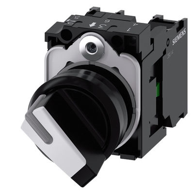 Interruptor selector de manija corta de plástico 3SU1100-2BF60-1MA0 para 2 posiciones en SIRIUS ACT