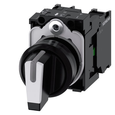3SU1100-2BM60-1NA0 Selector de manija corta Conmutador de plástico Unidad completa 3 posiciones
