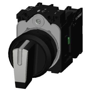 3SU1100-2BM60-1NA0 Selector de manija corta Conmutador de plástico Unidad completa 3 posiciones