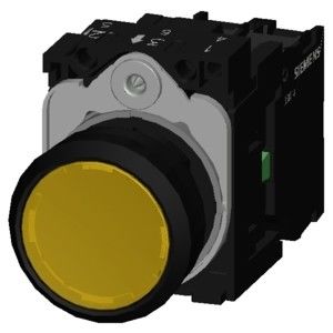 Unidad completa botón SIRIUS ACT botón plano amarillo luminoso de plástico momentáneo
