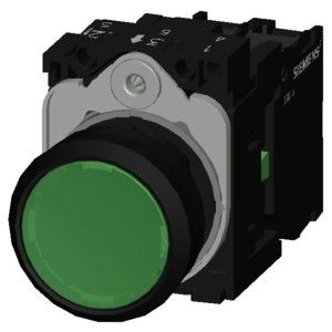 PLC 3SU1106-0AB40-1BA0 SIRIUS ACT Unidad completa Botón de presión Plástico iluminado plano Momentario