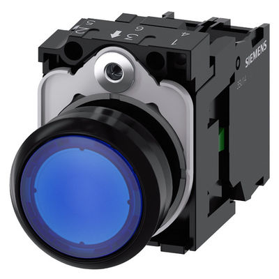 Pulsador instantáneo de plástico azul plano iluminado 3SU1106-0AB50-1BA0 Terminal de tornillo