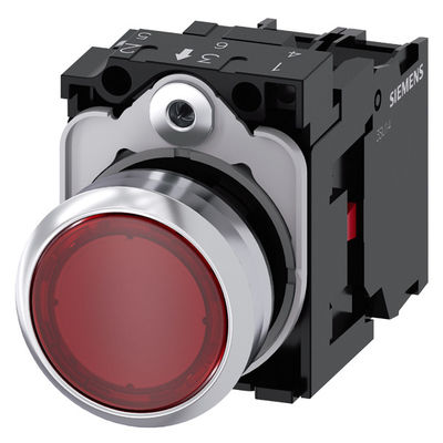 3SU1152-0AB20-1CA0 Botón plano y iluminado de metal brillante para SIRIUS ACT Botón en rojo