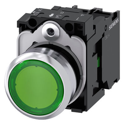 3SU1152-0AB40-1BA0 Verde Metal Brillante Iluminado Botón plano Momentáneo Botón de activación SIRIUS
