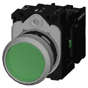 3SU1152-0AB40-1BA0 Verde Metal Brillante Iluminado Botón plano Momentáneo Botón de activación SIRIUS