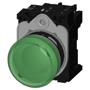 Lámpara piloto de lente lisa iluminada para 24V AC / DC de metal brillante SIRIUS ACT Unidad completa