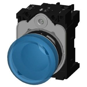 Lente lisa con reflujo SIRIUS ACT Luz piloto de unidad completa con acabado brillante de metal 24V AC/DC