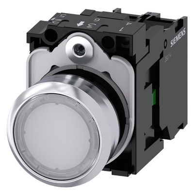 Botón plano metálico brillante y iluminado