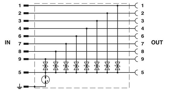 Protector contra sobretensiones DT-UFB-V24/S-9-SB con voltaje nominal 2801309 y protección de 2 polos