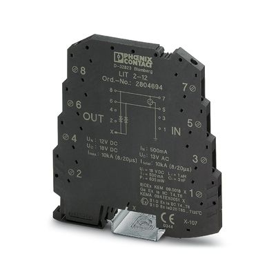 Mejorar su protección con el protector de sobretensiones de 2 polos LIT 2-12 a 24V DC de voltaje nominal