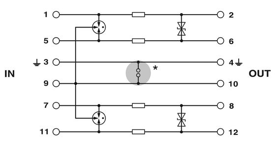 2838228 PT 2X2-24DC-ST Protector contra sobretensiones Enchufe de 2 polos Nombrado para 24 V CA Número de polos