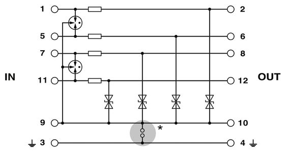 PT 4X1-24DC-ST Protector de sobretensiones enchufe 4 polos Sistema de protección de corriente continua 24V