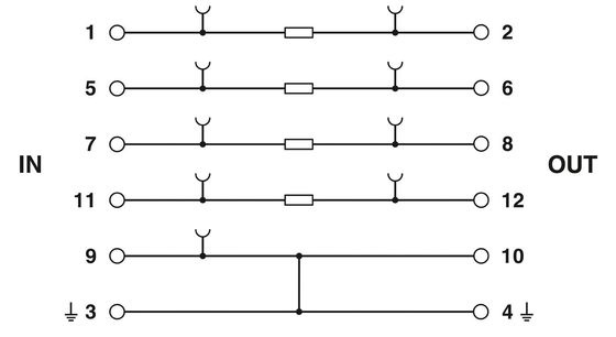 Válvula de tensión nominal 2839208 PT 2X2-BE Tipo 2 Protector contra sobretensiones Número de base del polo 1